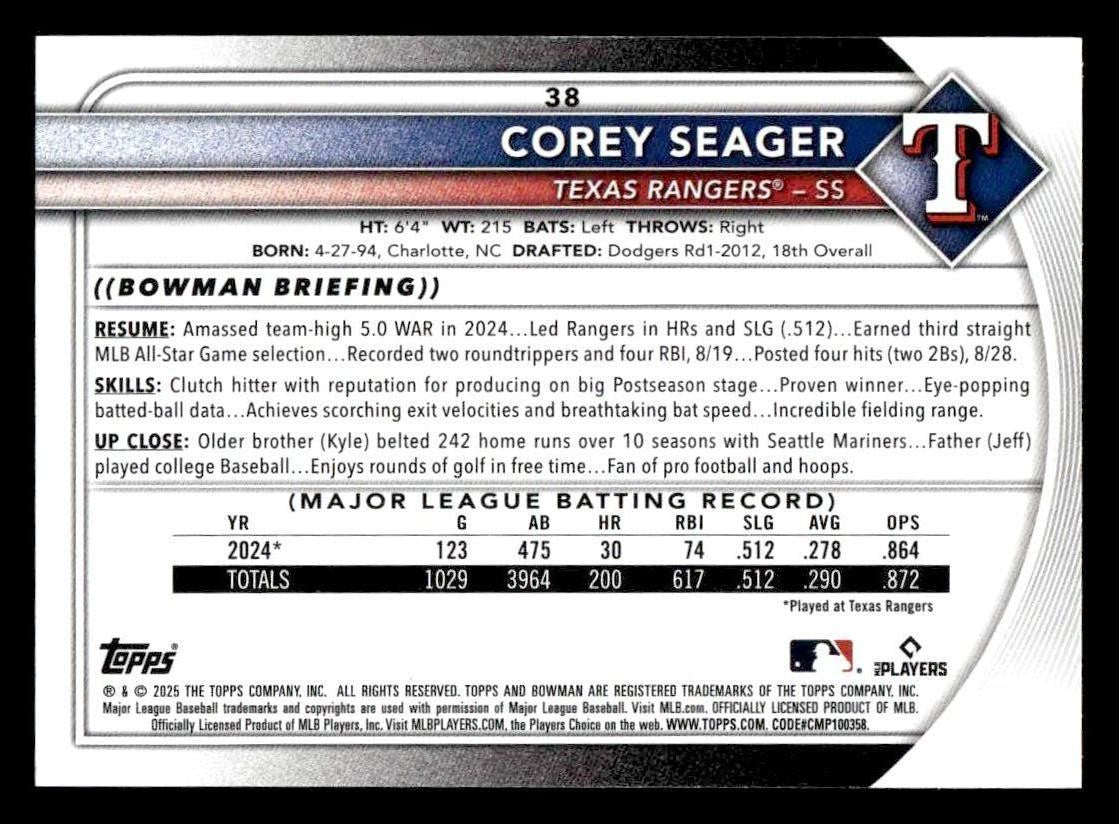 2025 Bowman #38 Corey Seager