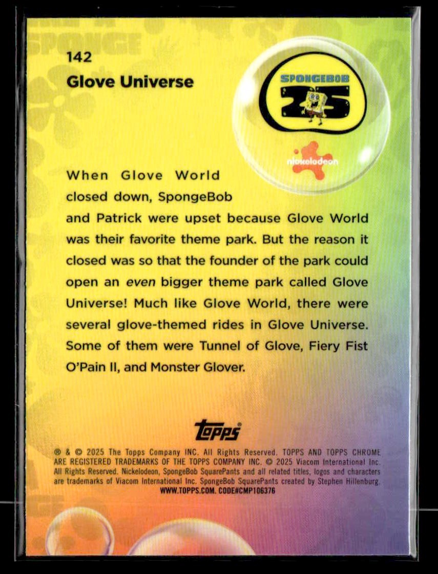 2025 Topps Chrome SpongeBob SquarePants 25th Anniversary #142 Glove Universe