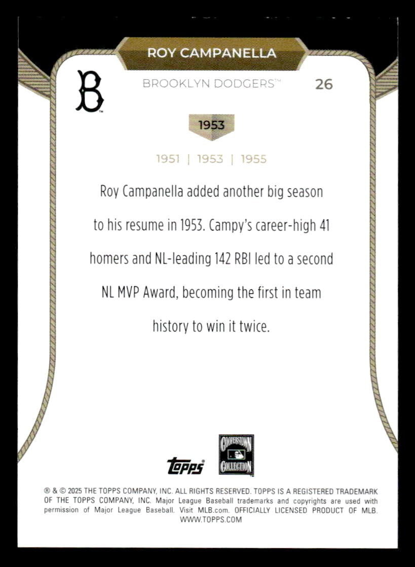 2025 Topps Welcome to the Club: 3 Times MVP #26 Roy Campanella