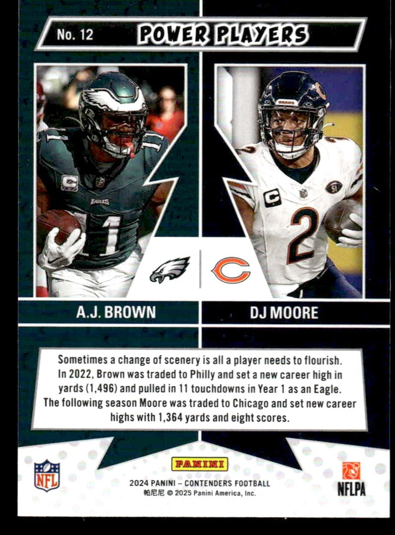 2024 Panini Contenders Football Sparkle Dots #12 AJ Brown/DJ Moore Power Players