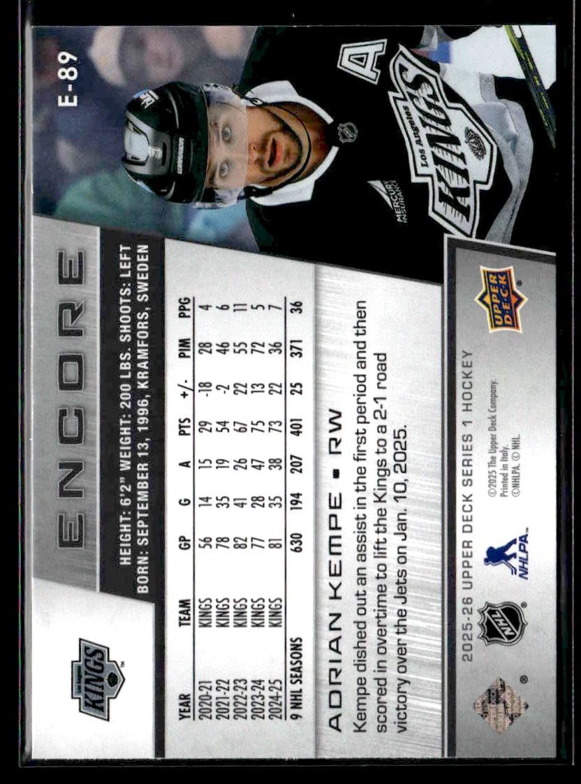 2025-26 Upper Deck #E-89 Adrian Kempe Encore