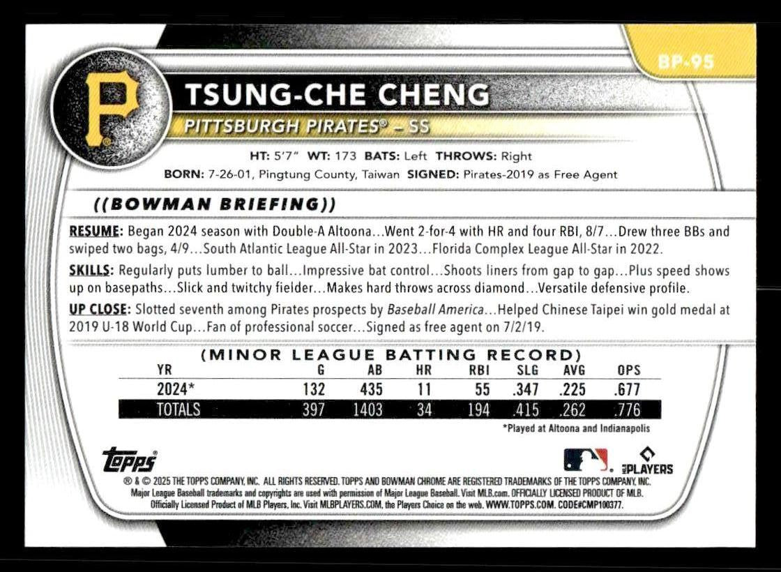 2025 Bowman #BP-95 Tsung-Che Cheng Prospects