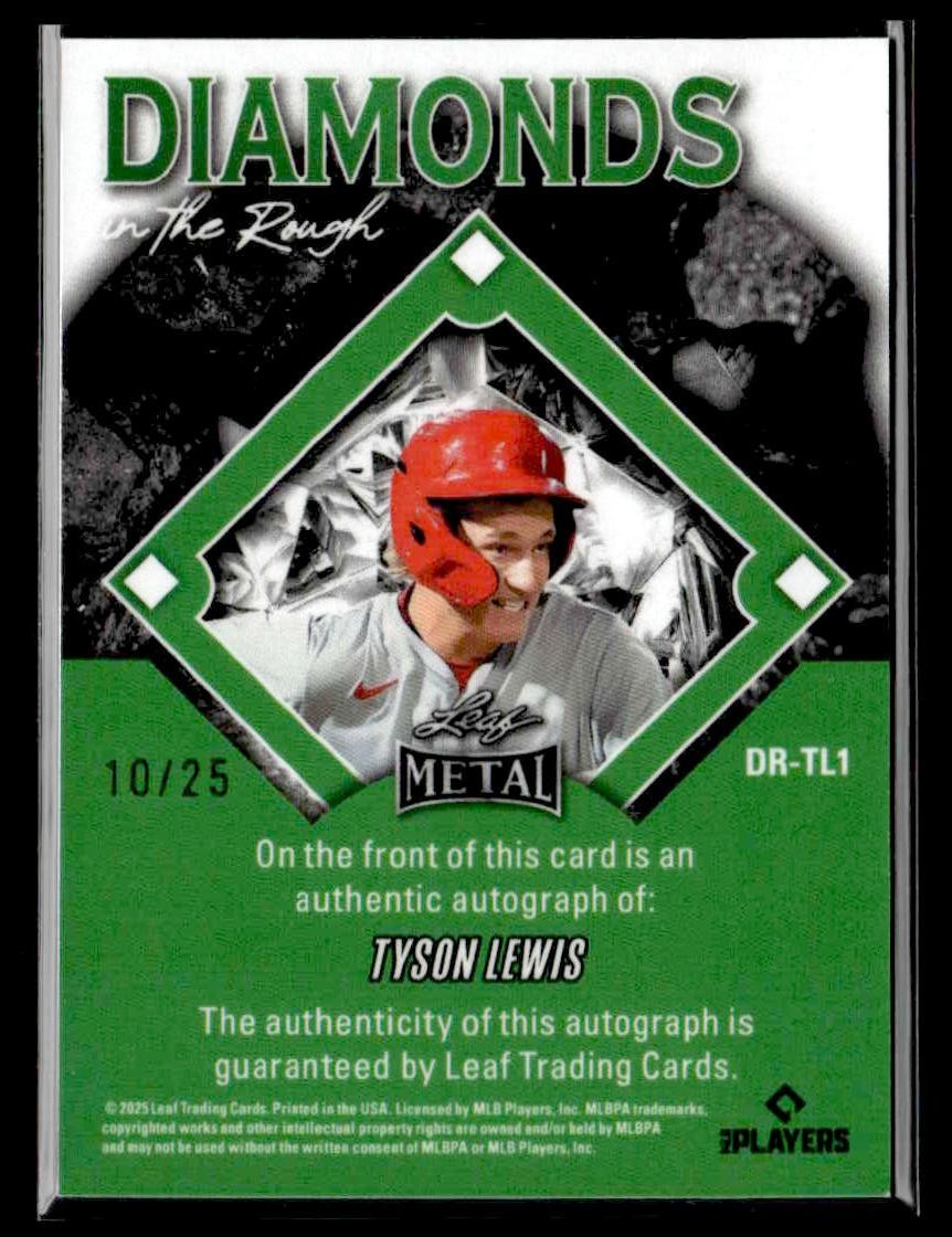 2025 Leaf Metal #DR-TL1 Tyson Lewis Diamond in the Rough Prismatic Blue