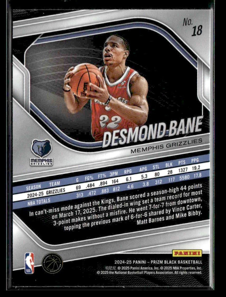 2024-25 Panini Prizm Black #18 Desmond Bane