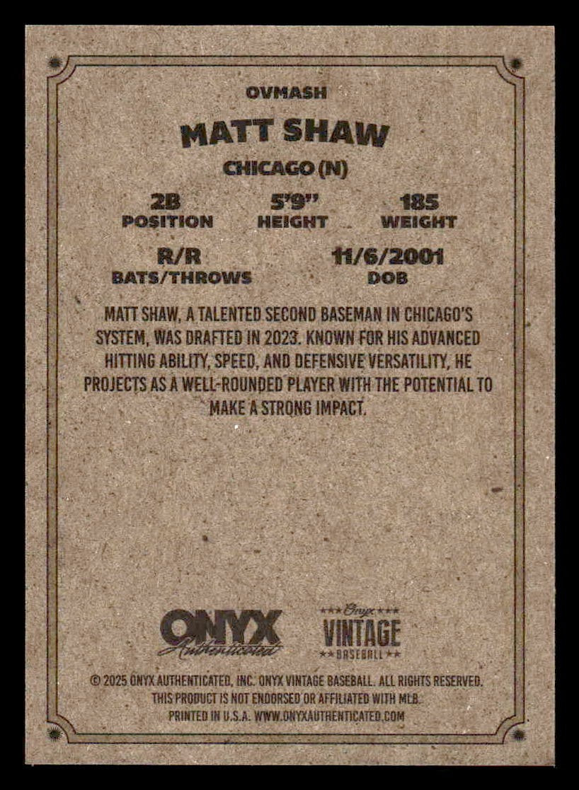 2025 Onyx Vintage #OVMASH Matt Shaw