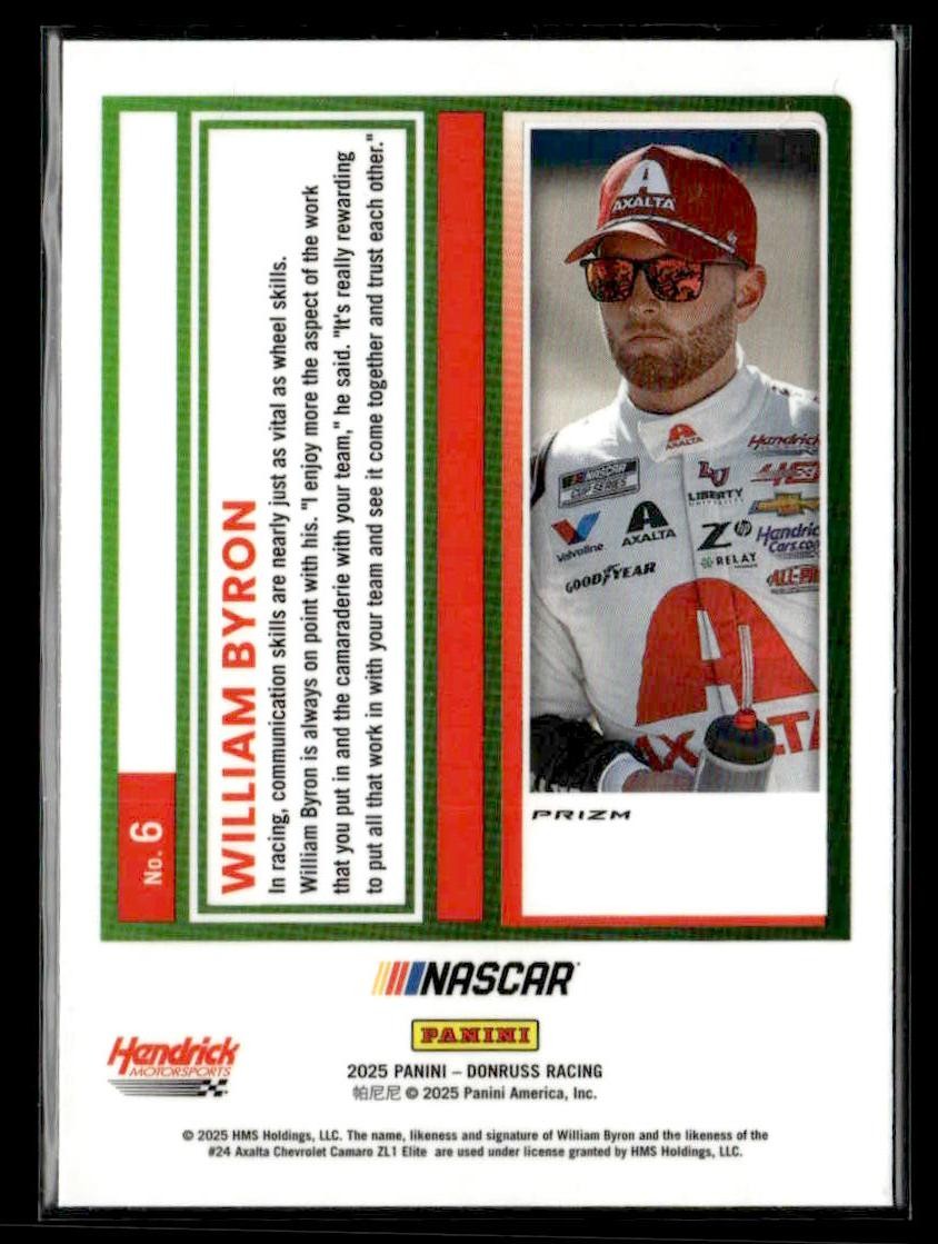 2025 Donruss #6 William Byron Optic Holo
