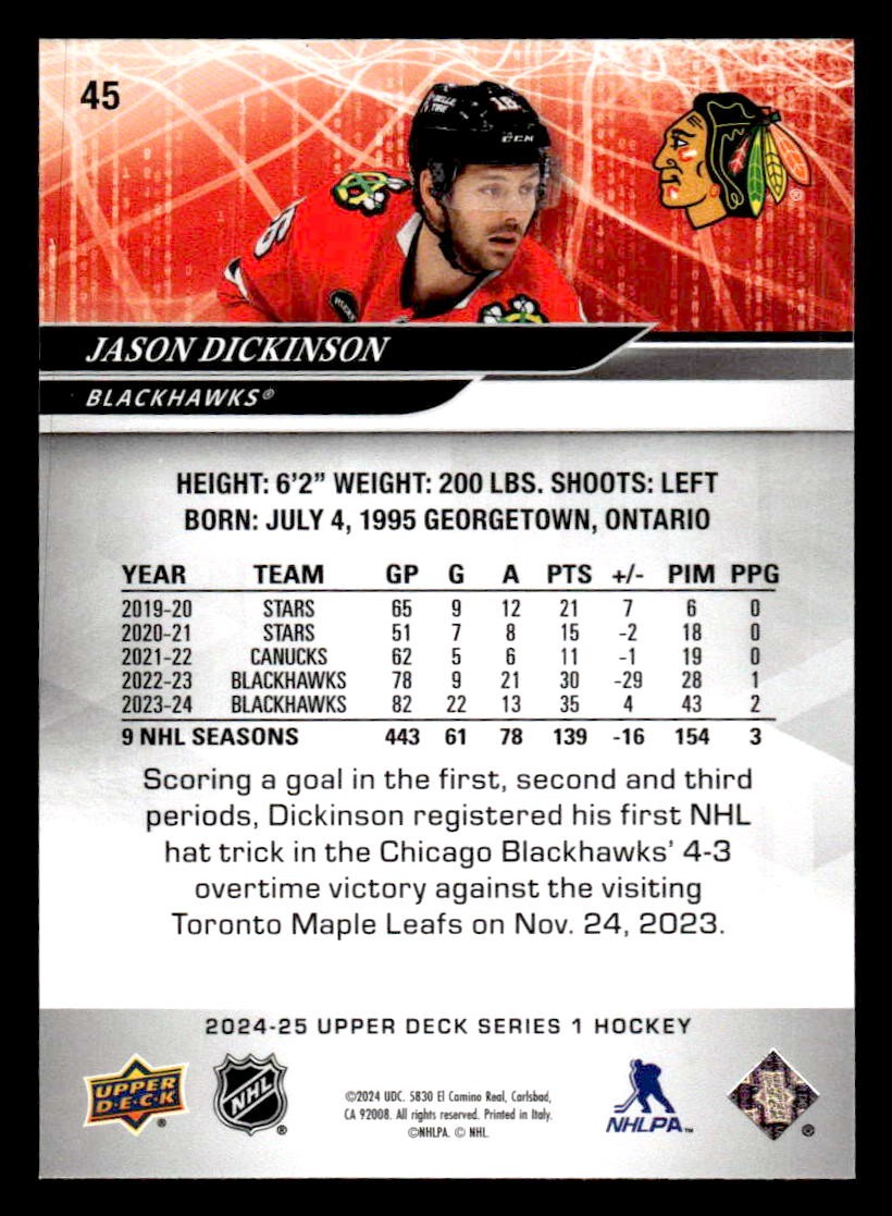 2024-25 Upper Deck #45 Jason Dickinson