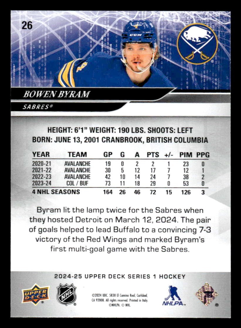 2024-25 Upper Deck #26 Bowen Byram
