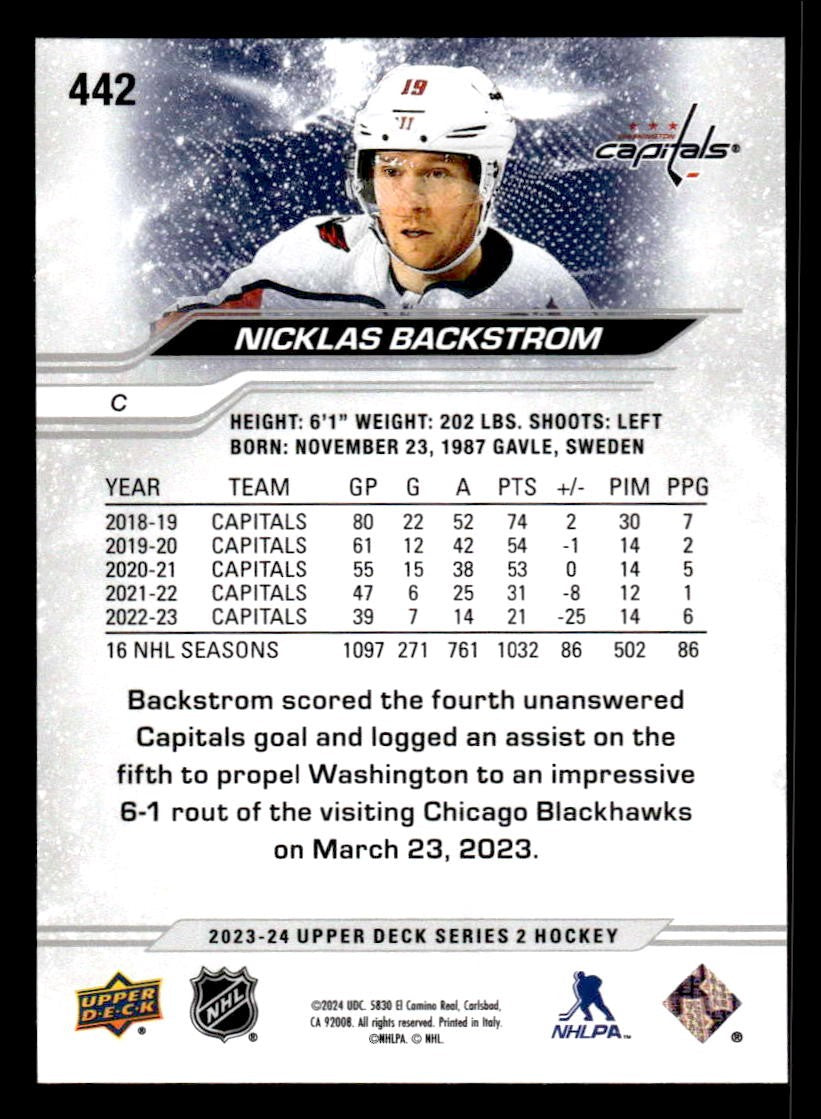 2023-24 Upper Deck #442 Nicklas Backstrom