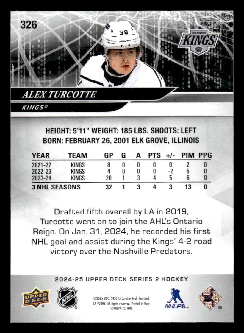 2024-25 Upper Deck #326 Alex Turcotte
