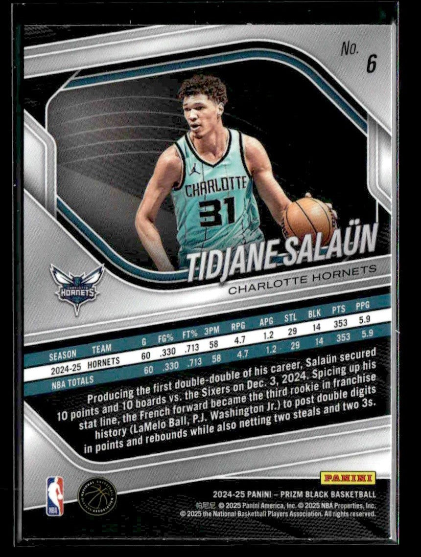 2024-25 Panini Prizm Black #6 Tidjane Salaun