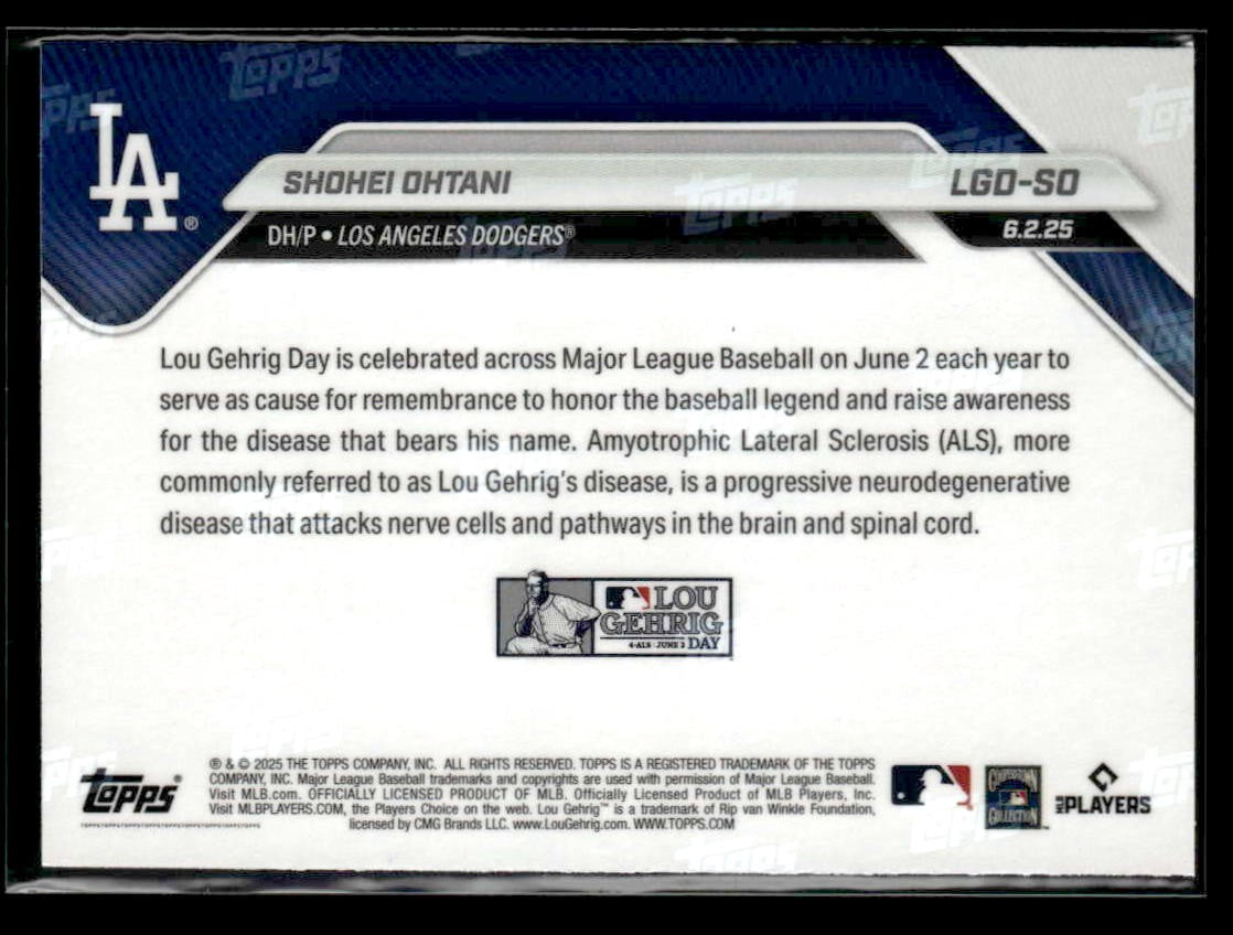 2025 Topps Now Lou Gehrig Day: Presented by Sarah Langs #LGD-SO Shohei Ohtani