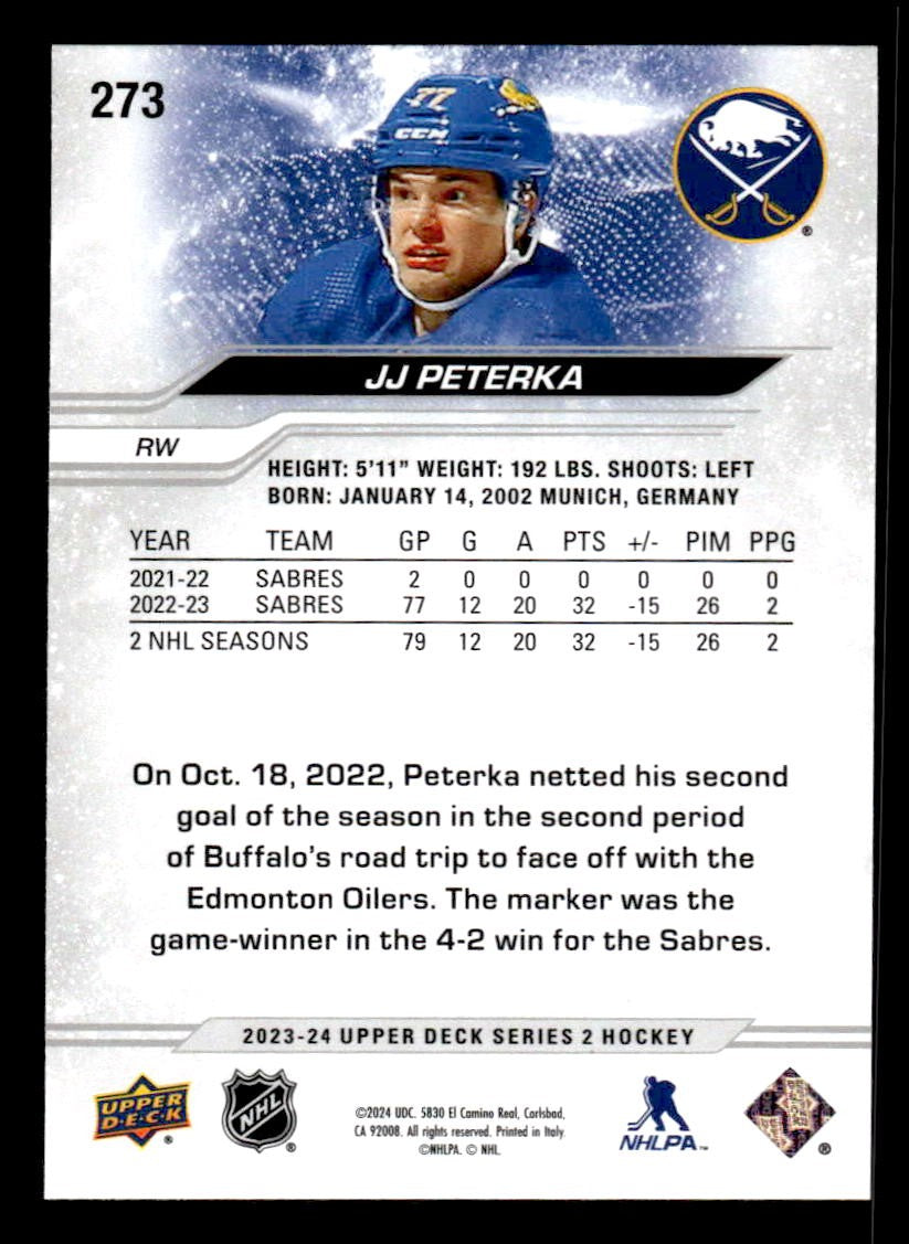 2023-24 Upper Deck #273 JJ Peterka