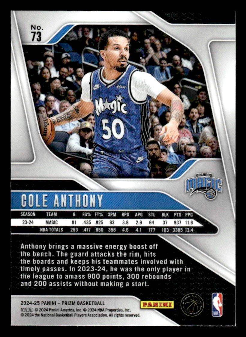 2024-25 Panini Prizm #73 Cole Anthony