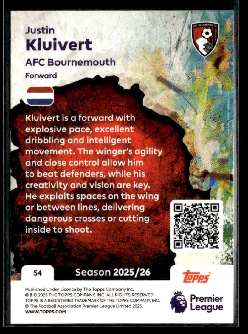 2025-26 Topps Premier League #54 Justin Kluivert Rainbow Foil
