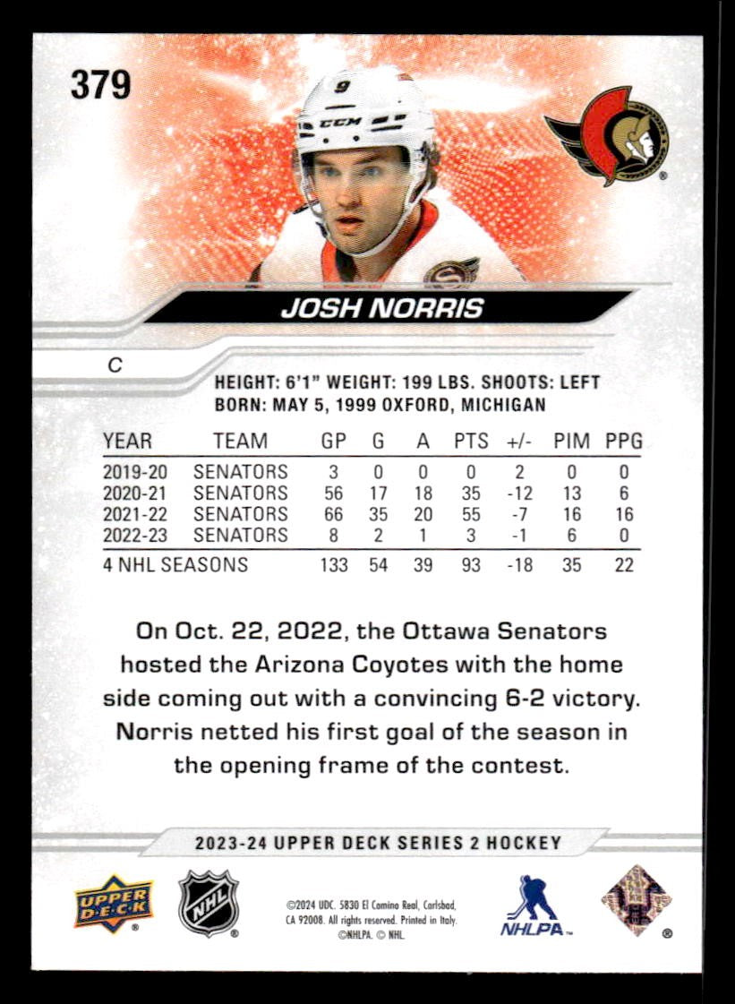 2023-24 Upper Deck #379 Josh Norris