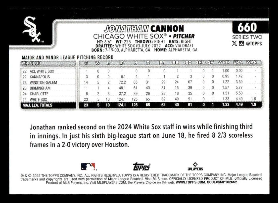 2025 Topps #660 Jonathan Cannon