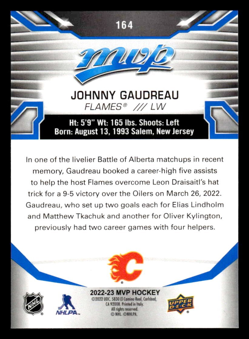 2022-23 Upper Deck MVP #164 Johnny Gaudreau Blue Script