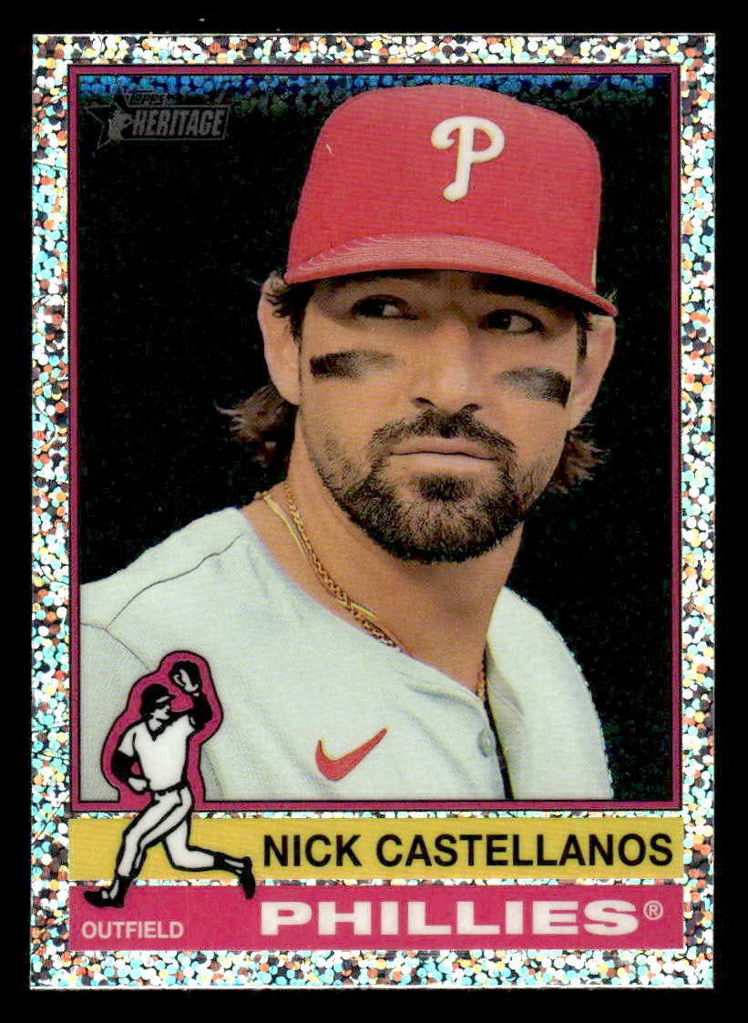 2025 Topps Heritage #315 Nick Castellanos Chrome Silver Sparkle Refractor