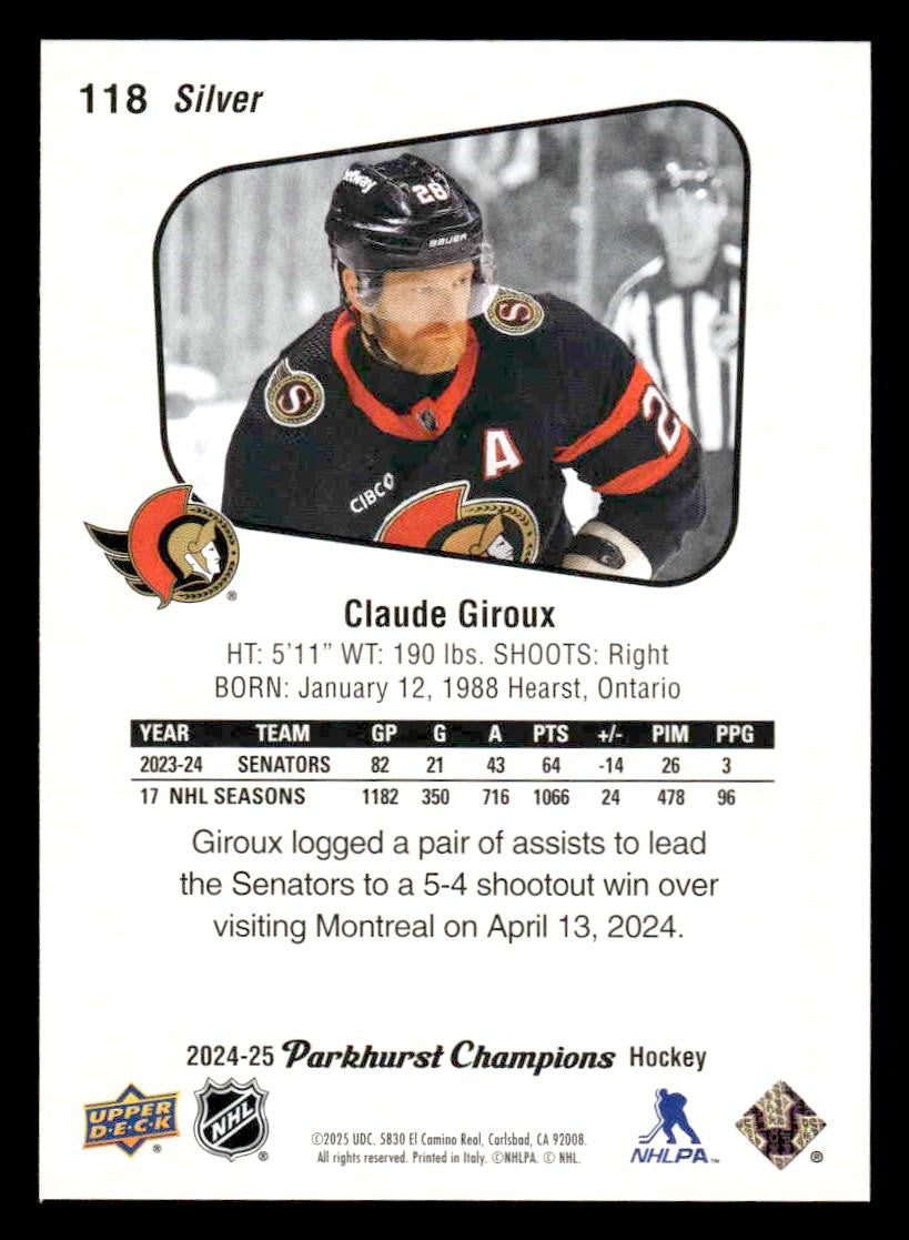 2024-25 Parkhurst Champions #118 Claude Giroux Silver