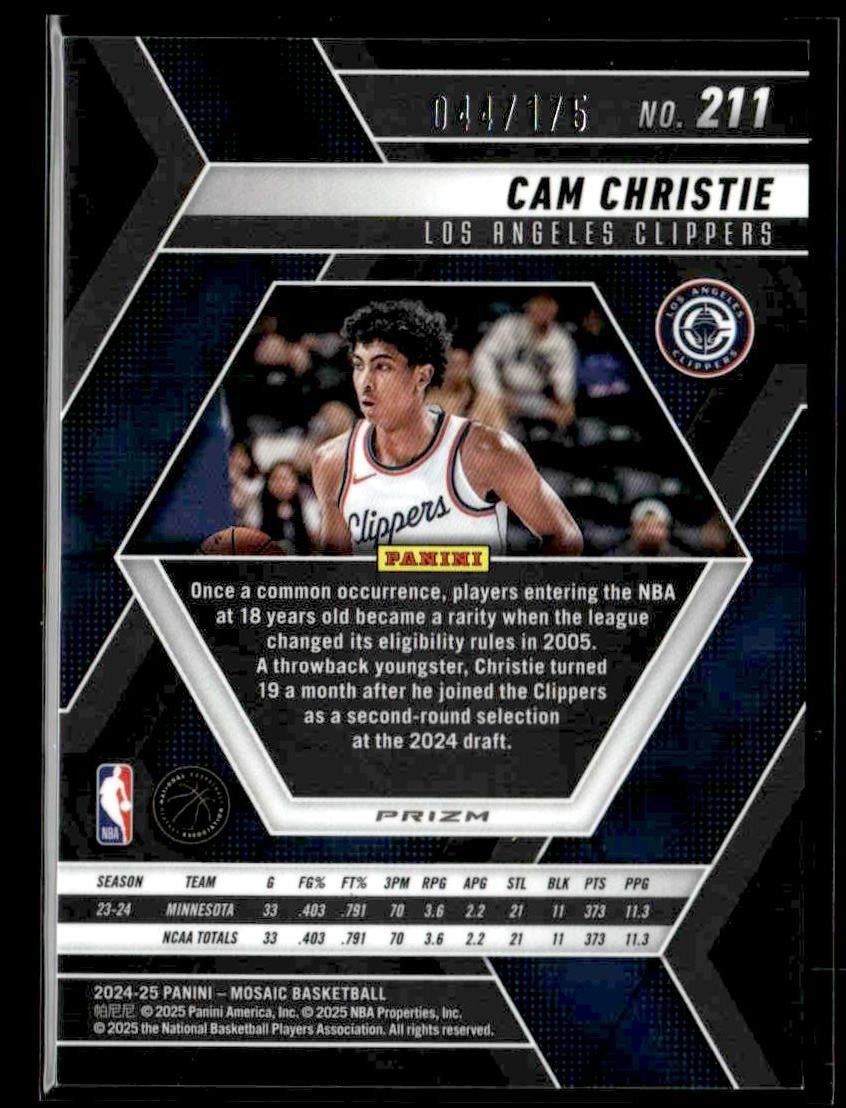 2024-25 Panini Mosaic #211 Cam Christie Pink Mosaic