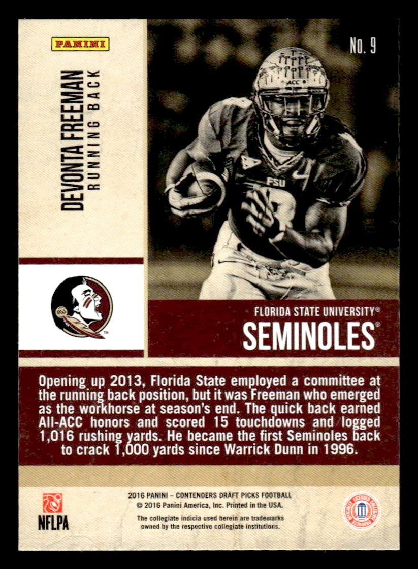 2016 Panini Contenders Draft Picks #9 Devonta Freeman Old School Colors