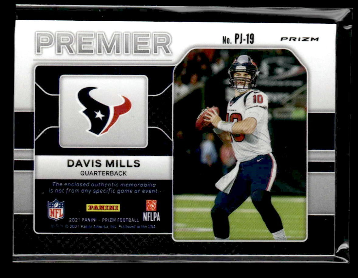 2021 Panini Prizm #PJ-19 Davis Mills Premier Jerseys Neon Green Pulsar
