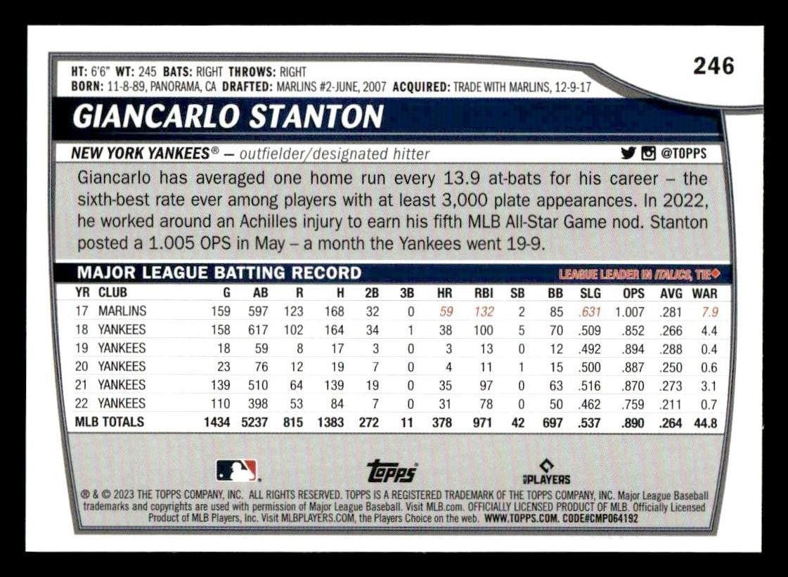 2023 Topps Big League #246 Giancarlo Stanton