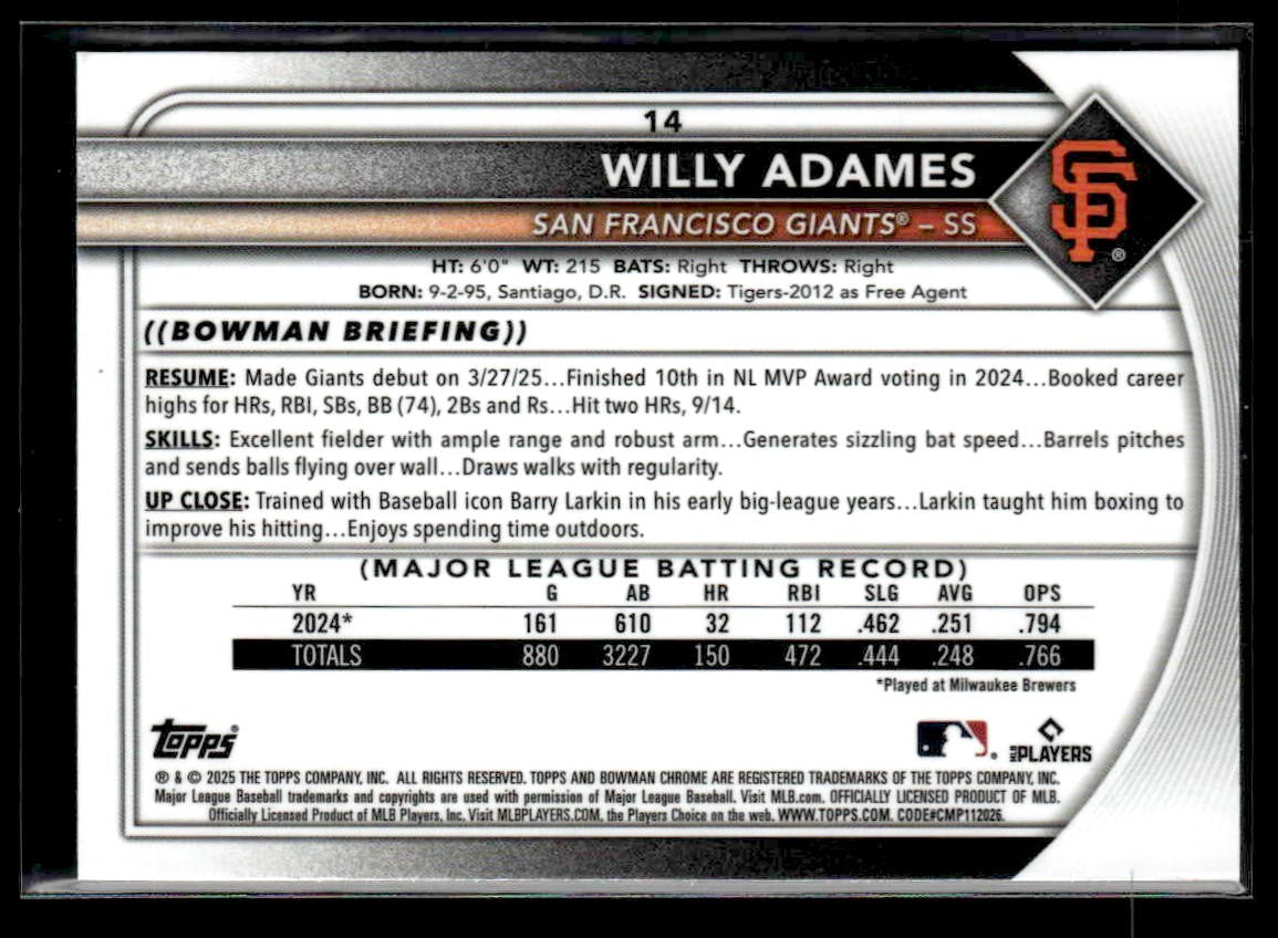 2025 Donruss Chrome #14 Willy Adames