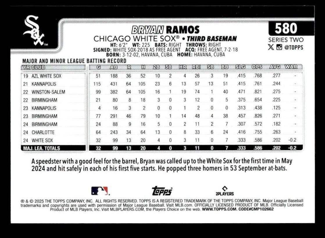 2025 Topps #580 Bryan Ramos