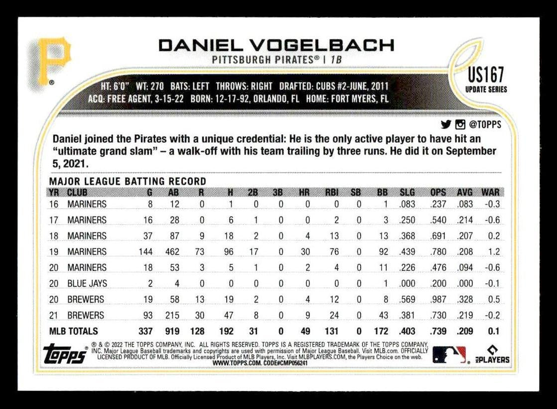 2022 Topps Update #US167 Daniel Vogelbach