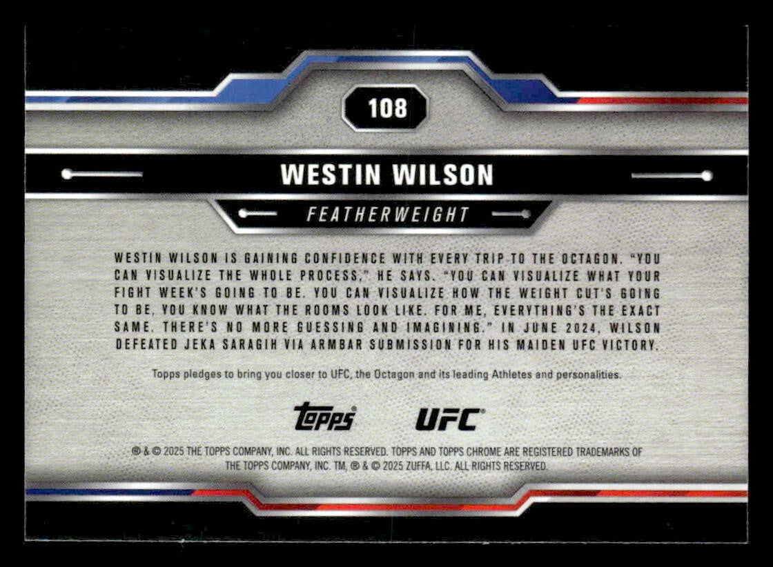2025 Topps Chrome Sapphire Edition UFC #108 Westin Wilson