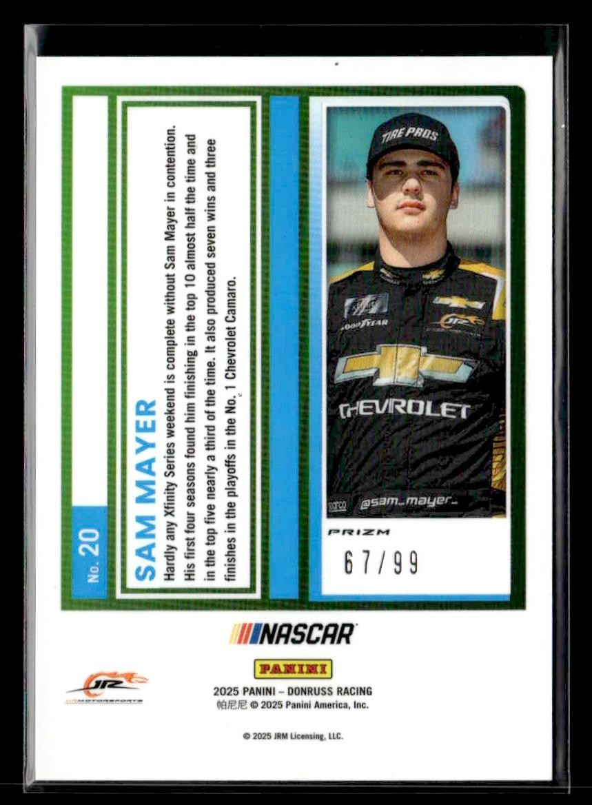 2025 Donruss #20 Sam Mayer Optic Green Velocity #/99