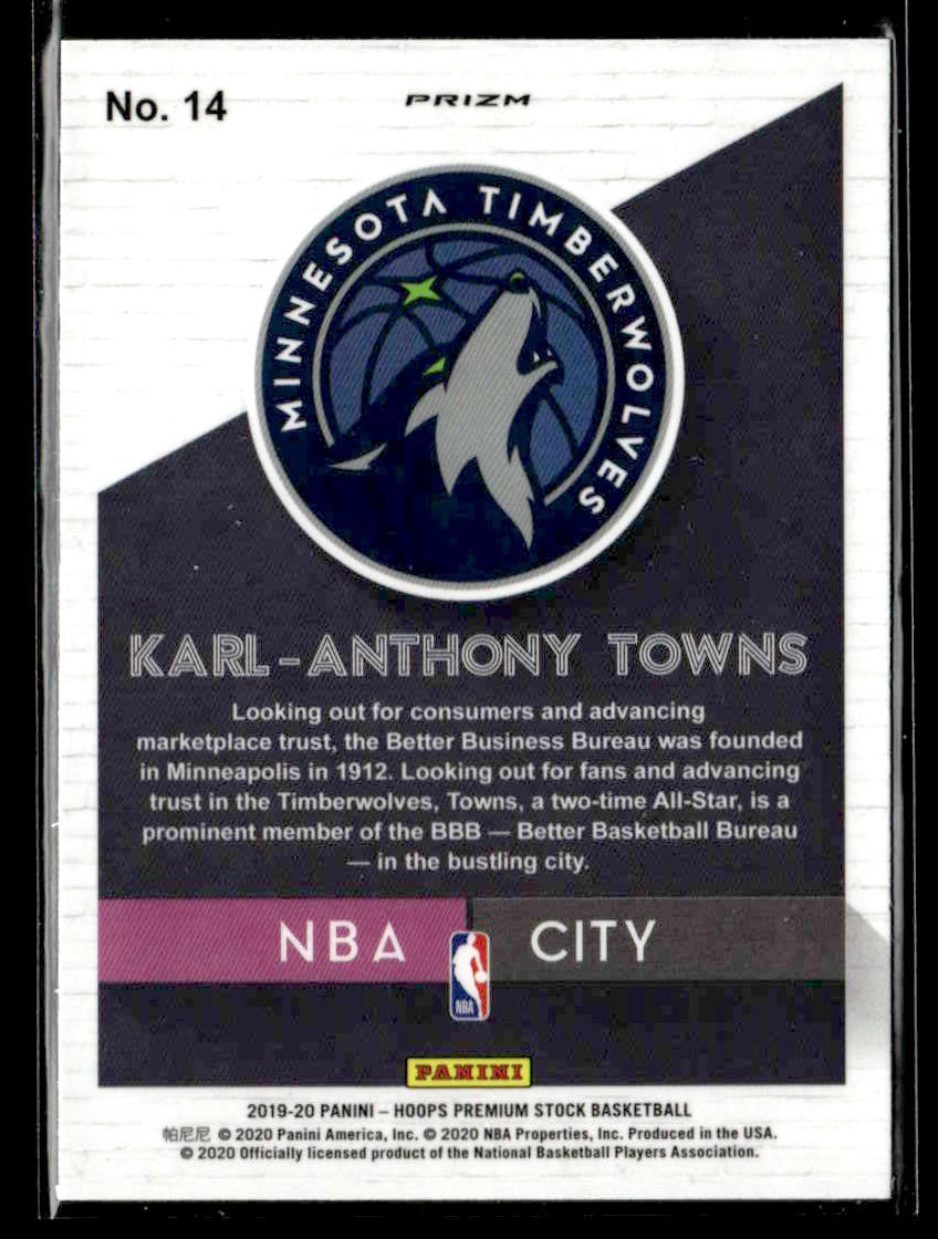2019-20 Hoops Premium Stock #14 Karl-Anthony Towns NBA City Holo