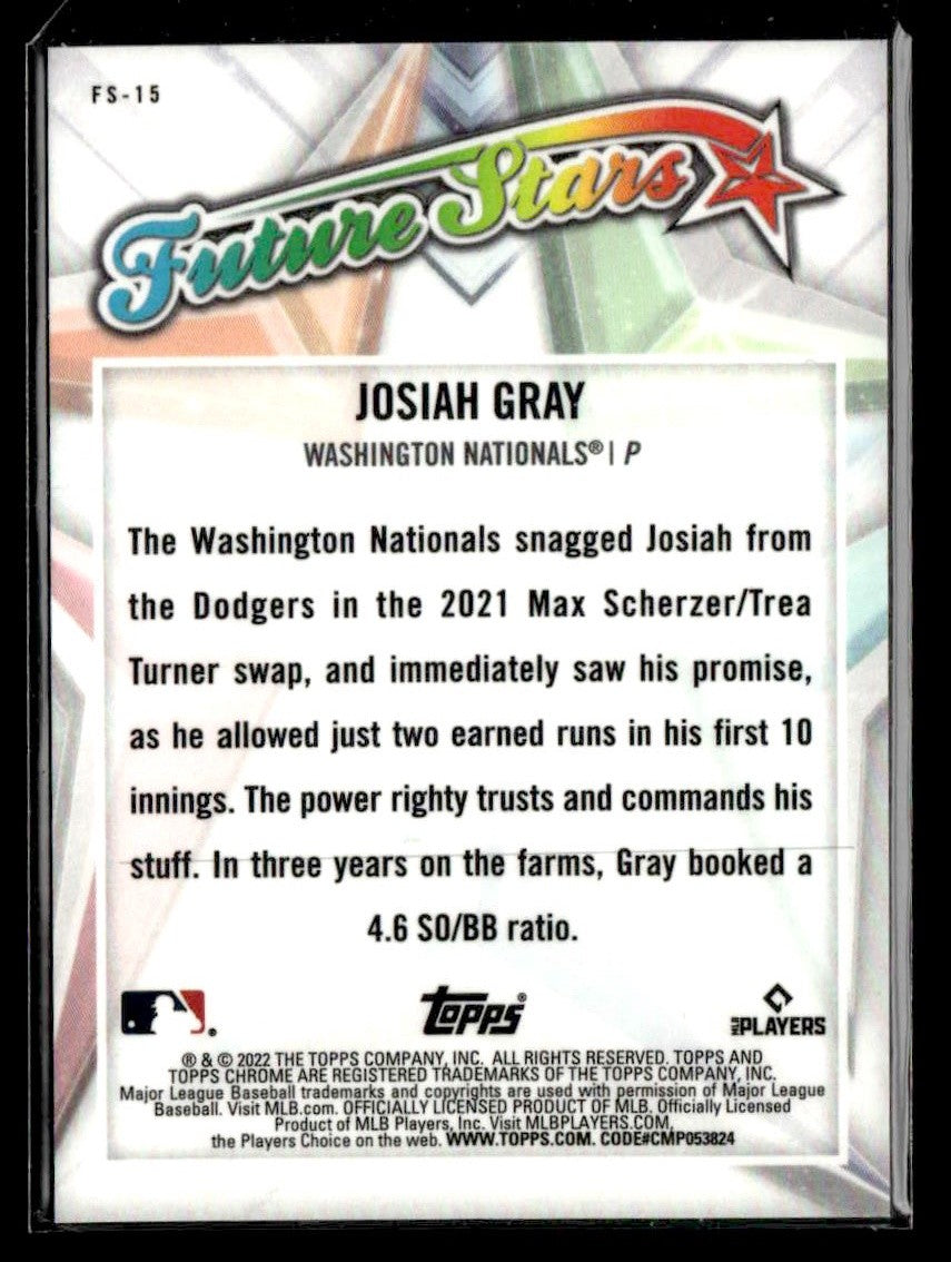 2022 Topps Chrome Logofractor Edition #FS-15 Josiah Gray Future Stars