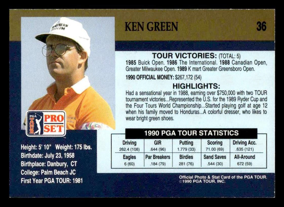 1990 Pro Set PGA Tour #36 Ken Green