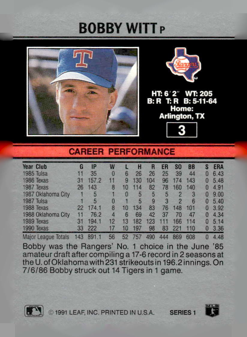 1991 Leaf #3 Bobby Witt