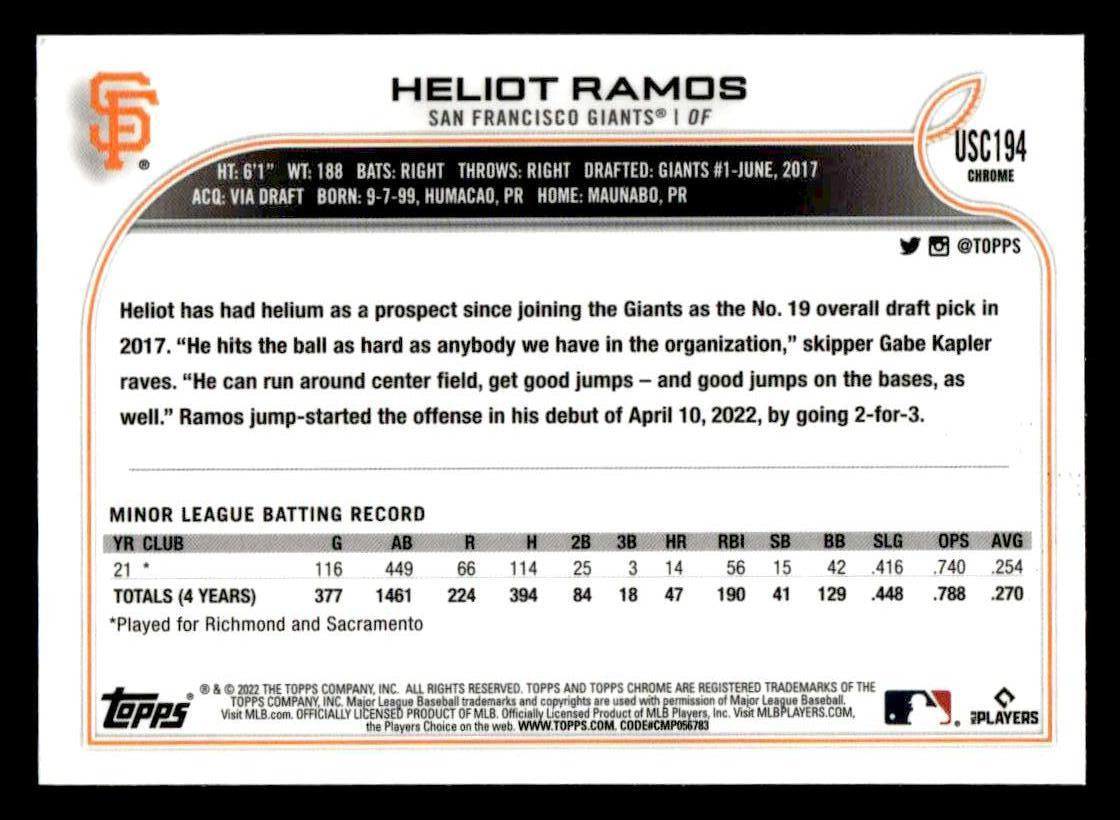 2022 Topps Chrome Update #USC194 Heliot Ramos Purple Refractor