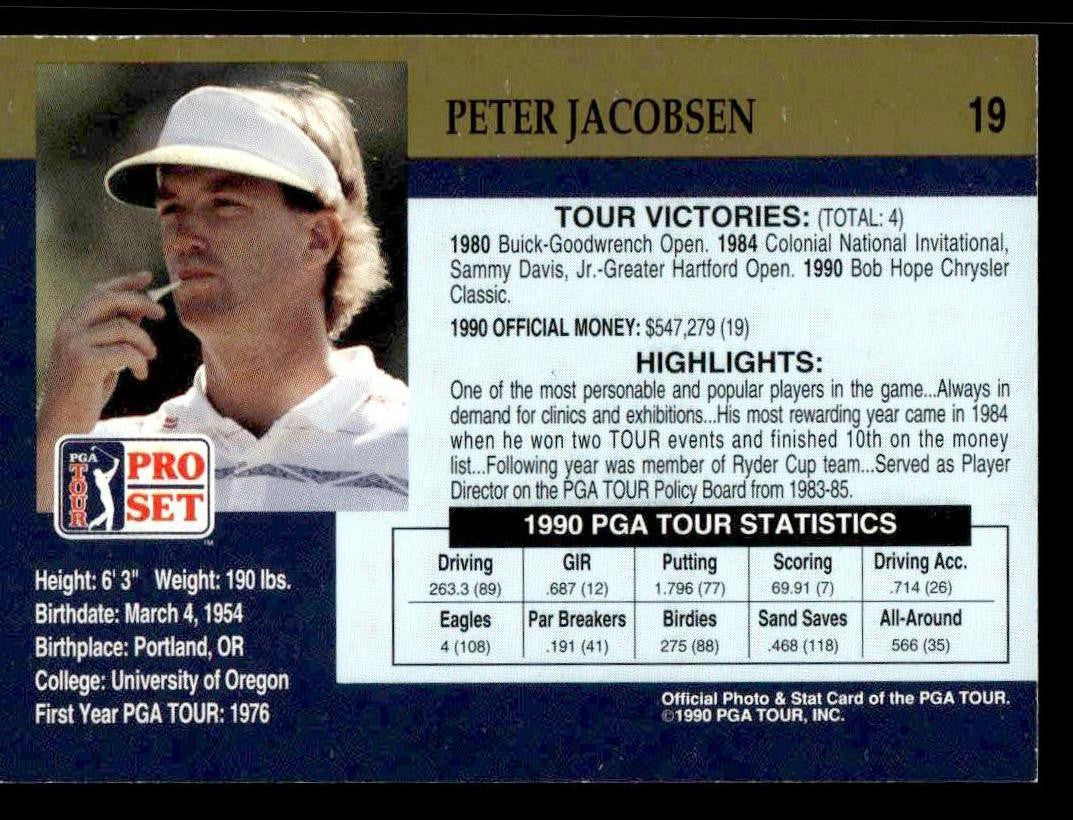 1990 Pro Set PGA Tour #19 Peter Jacobsen