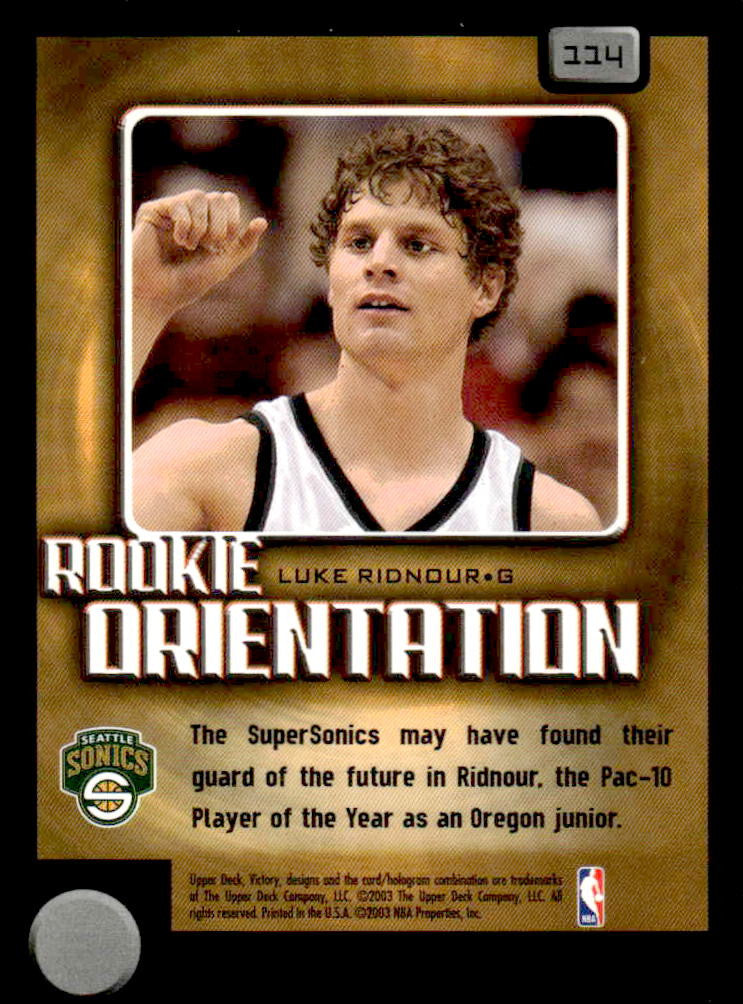 2003-04 Upper Deck Victory #114 Luke Ridnour