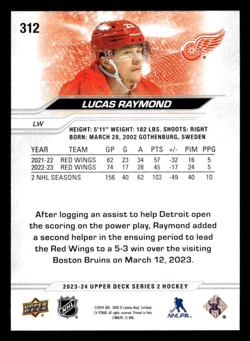 2023-24 Upper Deck #312 Lucas Raymond
