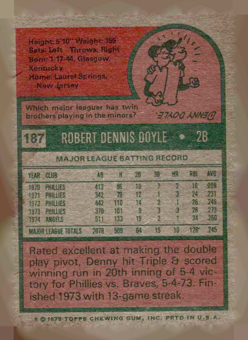 1975 Topps #187 Denny Doyle