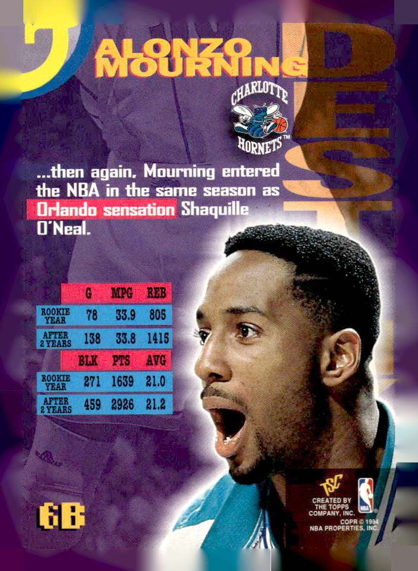 1994-95 Stadium Club #6B Alonzo Mourning Dynasty and Destiny