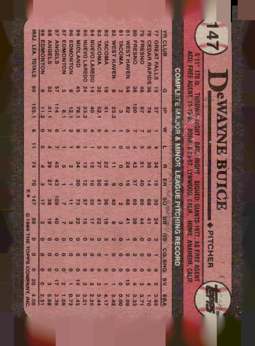 1989 Topps #147 DeWayne Buice