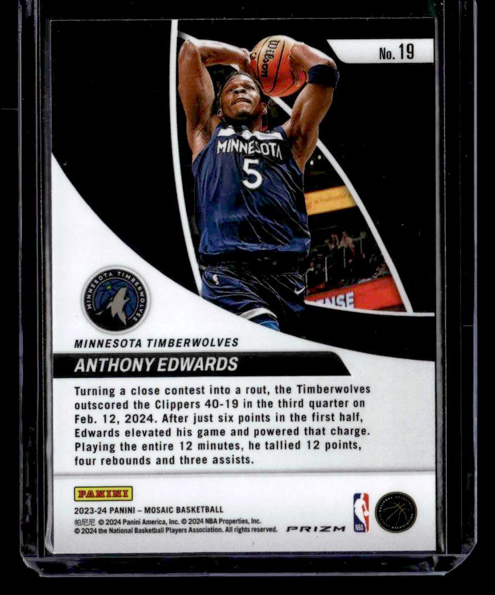 2023-24 Panini Mosaic #19 Anthony Edwards Elevate Mosaic Green