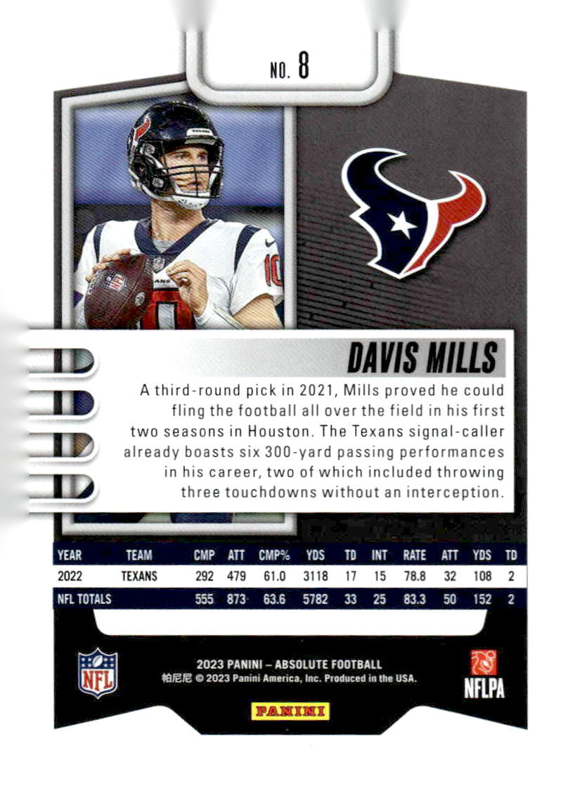 2023 Panini Absolute #8 Davis Mills Blue