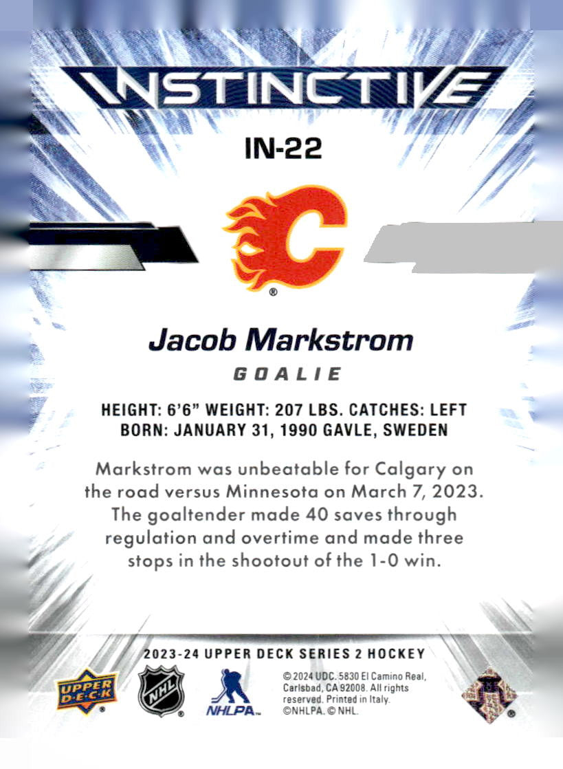 2023-24 Upper Deck #IN-22 Jacob Markstrom Instinctive