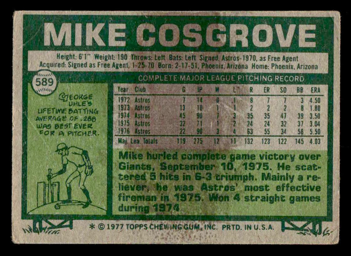 1977 Topps #589 Mike Cosgrove