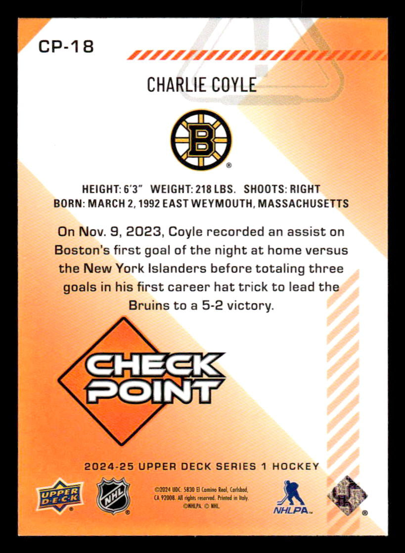 2024-25 Upper Deck #CP-18 Charlie Coyle Checkpoint