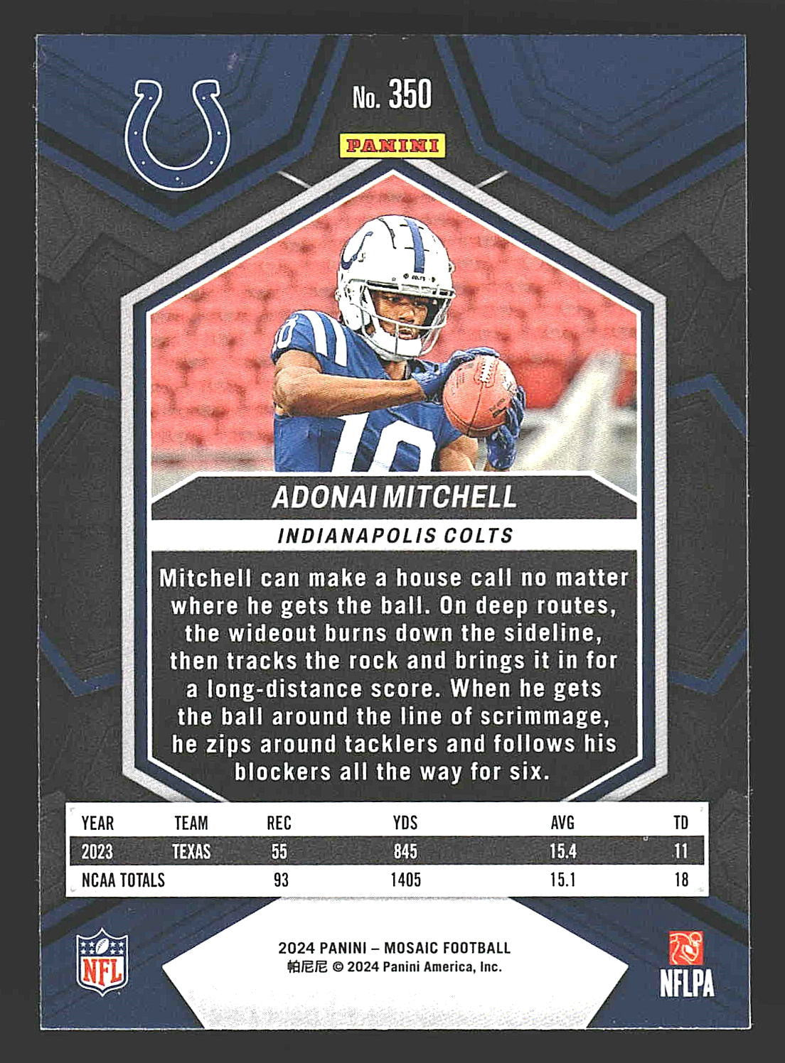 2024 Panini Mosaic #350 Adonai Mitchell